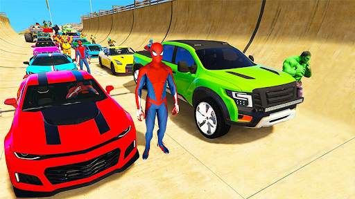 Superhero Car Stunt Racing 3D screenshot 1