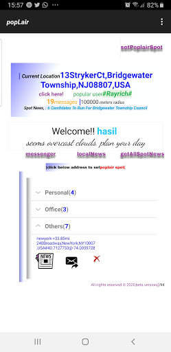 popLair [location based Messenger and News app] screenshot 1