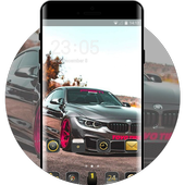 High speed racing car cool theme icon