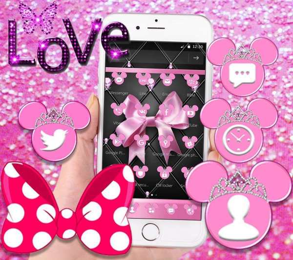 Pink Black Minny Bowknot Theme screenshot 7