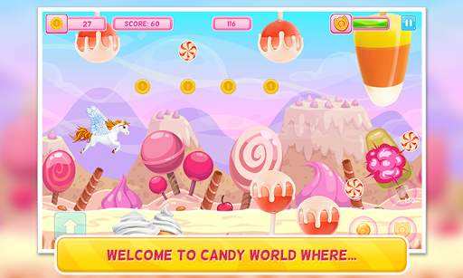 Pony in Candy World - Adventure Arcade Game screenshot 1