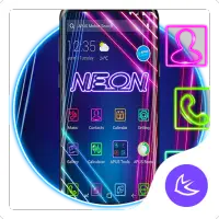 ikon Blue Purple Neon APUS Launcher theme