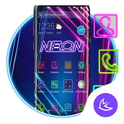 Blue Purple Neon APUS Launcher theme 83.0.1001