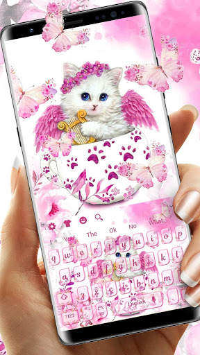 Pink Fairyland Cute Cup Cat Keyboard screenshot 1