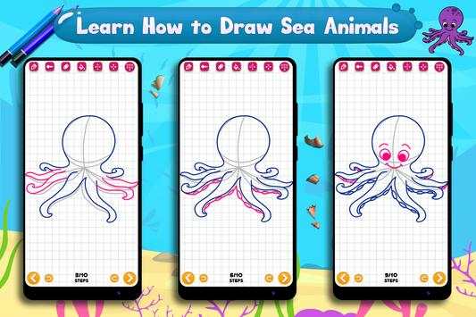 Learn to Draw Cute Sea Animals screenshot 6