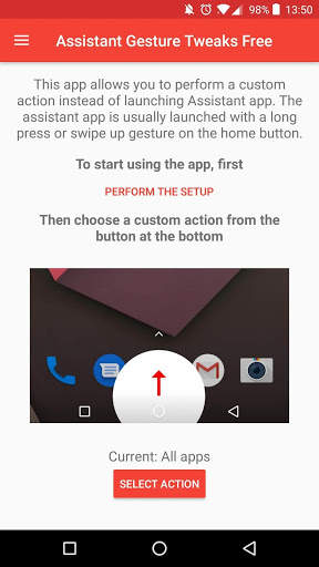 Assistant Gesture Tweaks Free - long press home screenshot 1