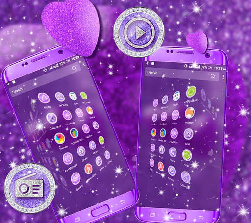 Purple Glitter Launcher Theme screenshot 4
