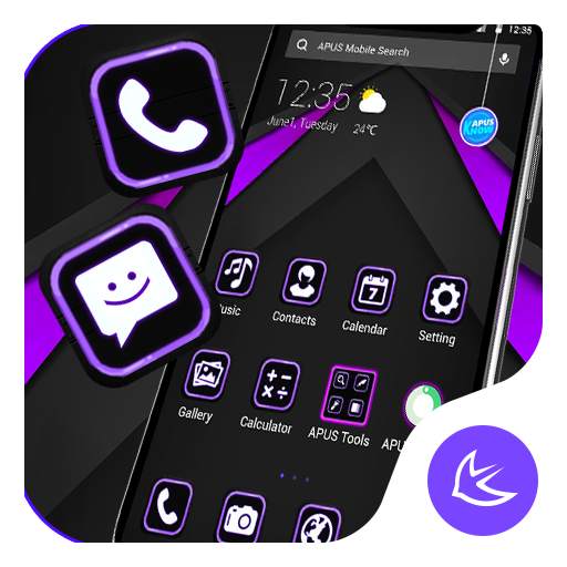 Black & Purple APUS Launcher theme 63.0.1001