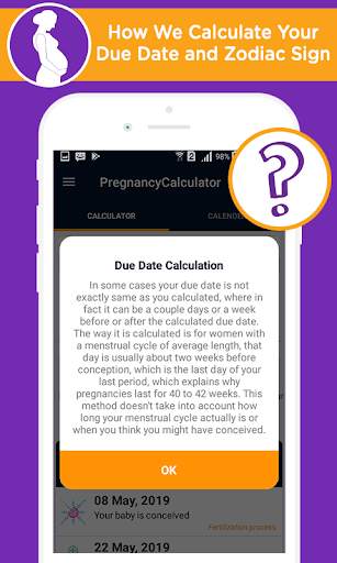 Pregnancy calculator, duedate screenshot 5