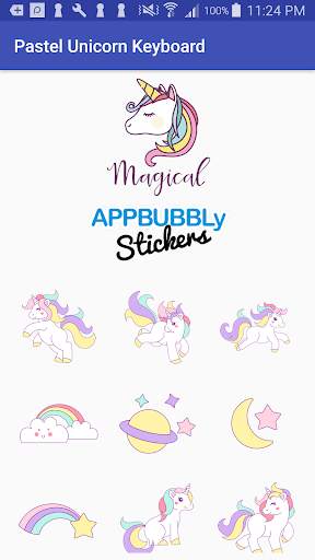 Pastel Unicorn Words Keyboard Stickers for Gboard screenshot 1