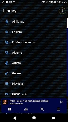 Poweramp v3 skin blue carbon screenshot 4