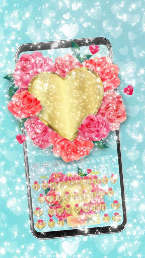 Sparkling Heart Flower Keyboard screenshot 1