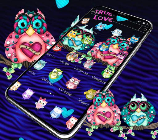 Cartoon Colorful Love Owl Theme 2 تصوير الشاشة