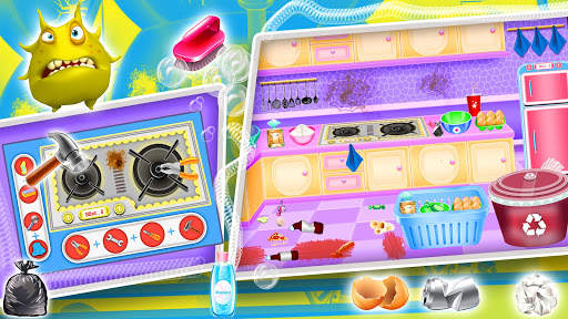 Elsa Home Cleaning Games– Garage Dust Clean Up- screenshot 3