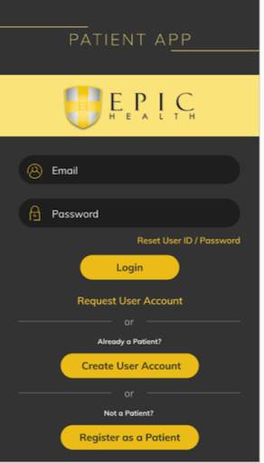 EPIC Health Application screenshot 1