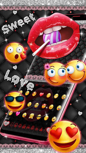 Giltter Red Lip Keyboard screenshot 3