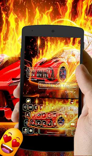 Burning car keyboard theme screenshot 1
