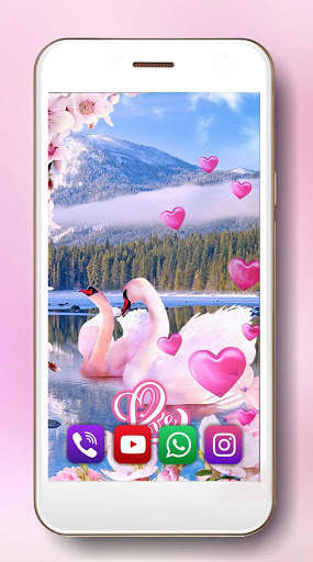 Swans Love Pink Live Wallpaper screenshot 6