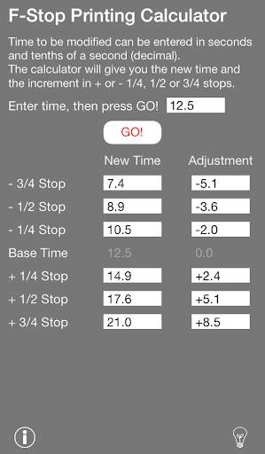 f-Stop Printing Calculator screenshot 1