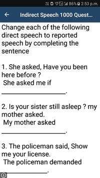 Direct Indirect speech Exercises screenshot 6