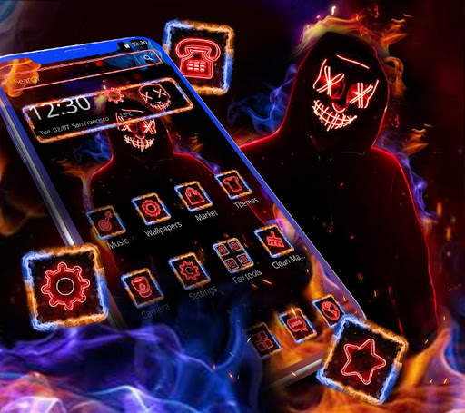 Neon Fire Smoke Mask Theme screenshot 1
