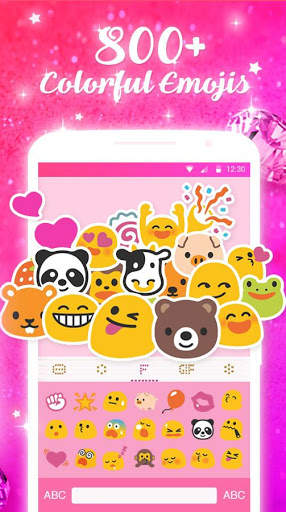 Pink Diamond Keyboard Theme - Emoji&Gif screenshot 2