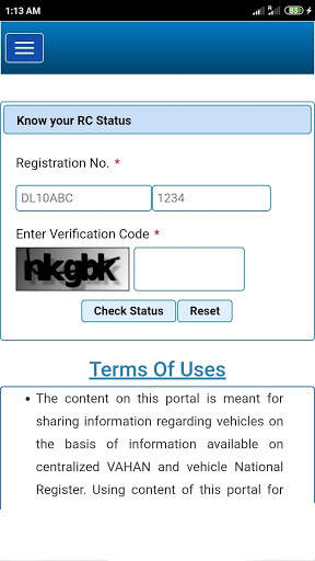 Vehicle registration details screenshot 4