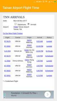 Tainan Airport Flight Time screenshot 2