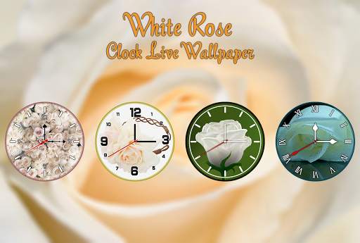 White Rose Clock Live Wallpaper - Clock Wallpaper screenshot 1