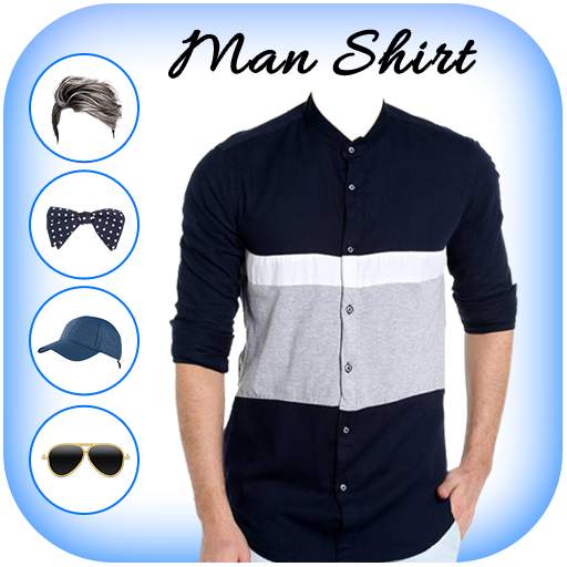 Man Blue Shirt Photo Suit 1.7