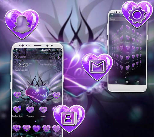 Purple Love Heart Launcher Theme screenshot 1