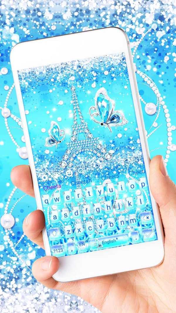 Turquoise Diamond Butterfly Keyboard Theme screenshot 1