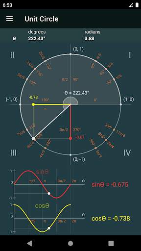 Unit circle. Trigonometric functions screenshot 1