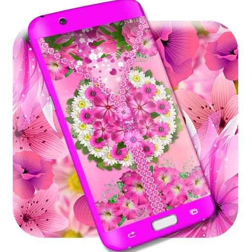 Pink flower zipper lock screen आइकन