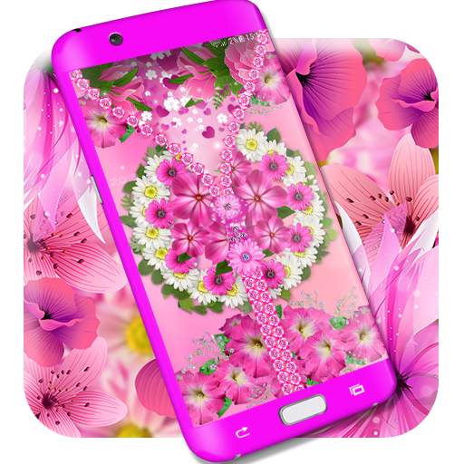 Pink flower zipper lock screen 7.2