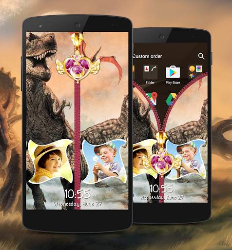 Dinosaur Zipper Lock Screen 1 تصوير الشاشة