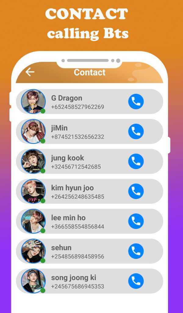 fake call live chat video with bts-prank screenshot 6