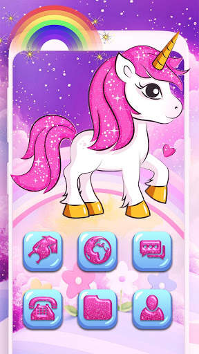Cute Rainbow Unicorn Theme screenshot 1