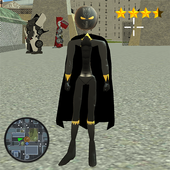 Flying Stickman Panther Rope Hero Crime City icon