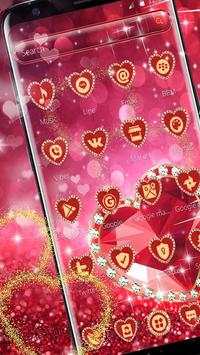 Red Glitter Diamond Heart Launcher Theme screenshot 2