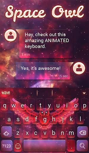 Space Owl Animated Keyboard   Live Wallpaper screenshot 3