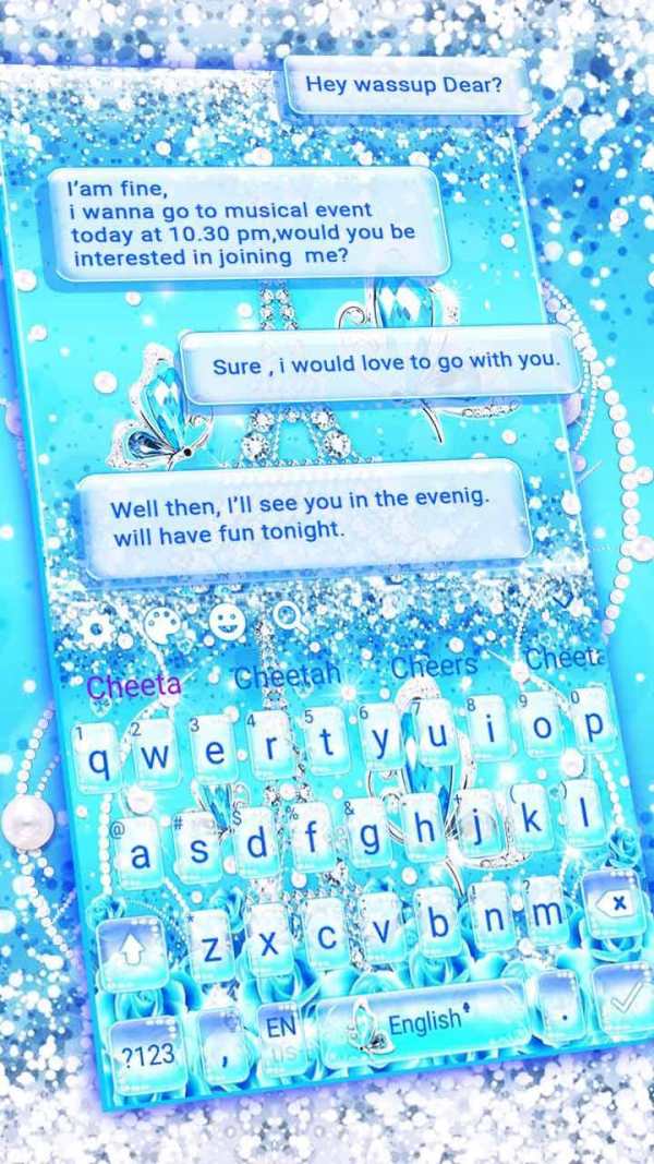 Turquoise Diamond Butterfly Keyboard Theme screenshot 2