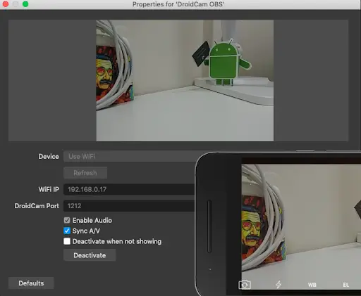 DroidCam OBS screenshot 7