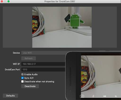 DroidCam OBS screenshot 7