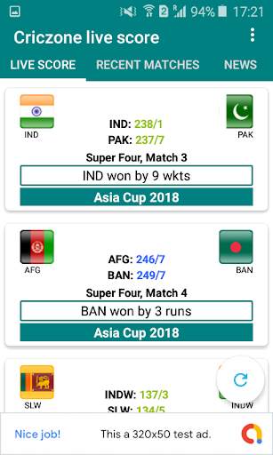 Criczon live score screenshot 1