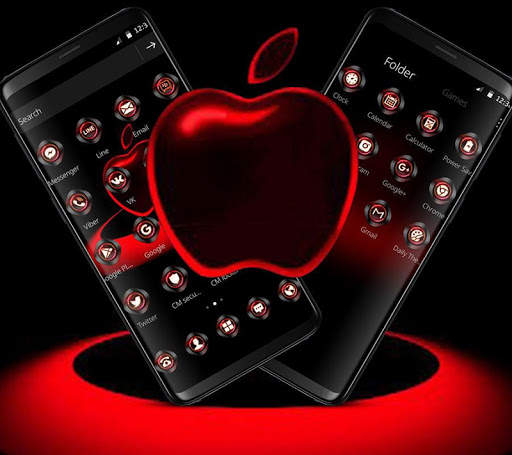Red Neon Apple Dark Theme screenshot 4