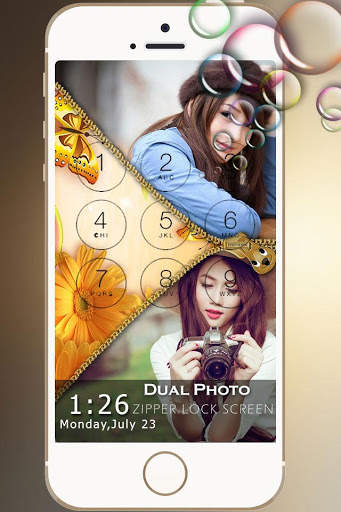 Dual Photo Zip Lock Screen screenshot 3