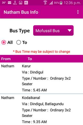 Natham Bus Info screenshot 7