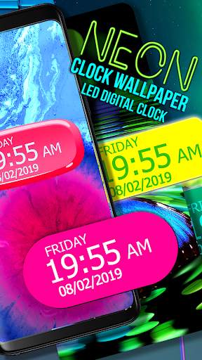 Neon Clock Wallpaper - Led Digital Clock screenshot 3