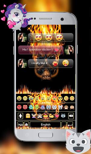 Fire Skull Emoji Keyboard Theme screenshot 4